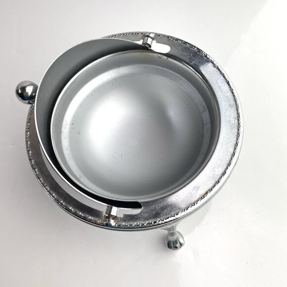 Vintage Caviar Server Silverplate Butter Swivel Dome Top Filigree Legs England - Picture 8 of 13